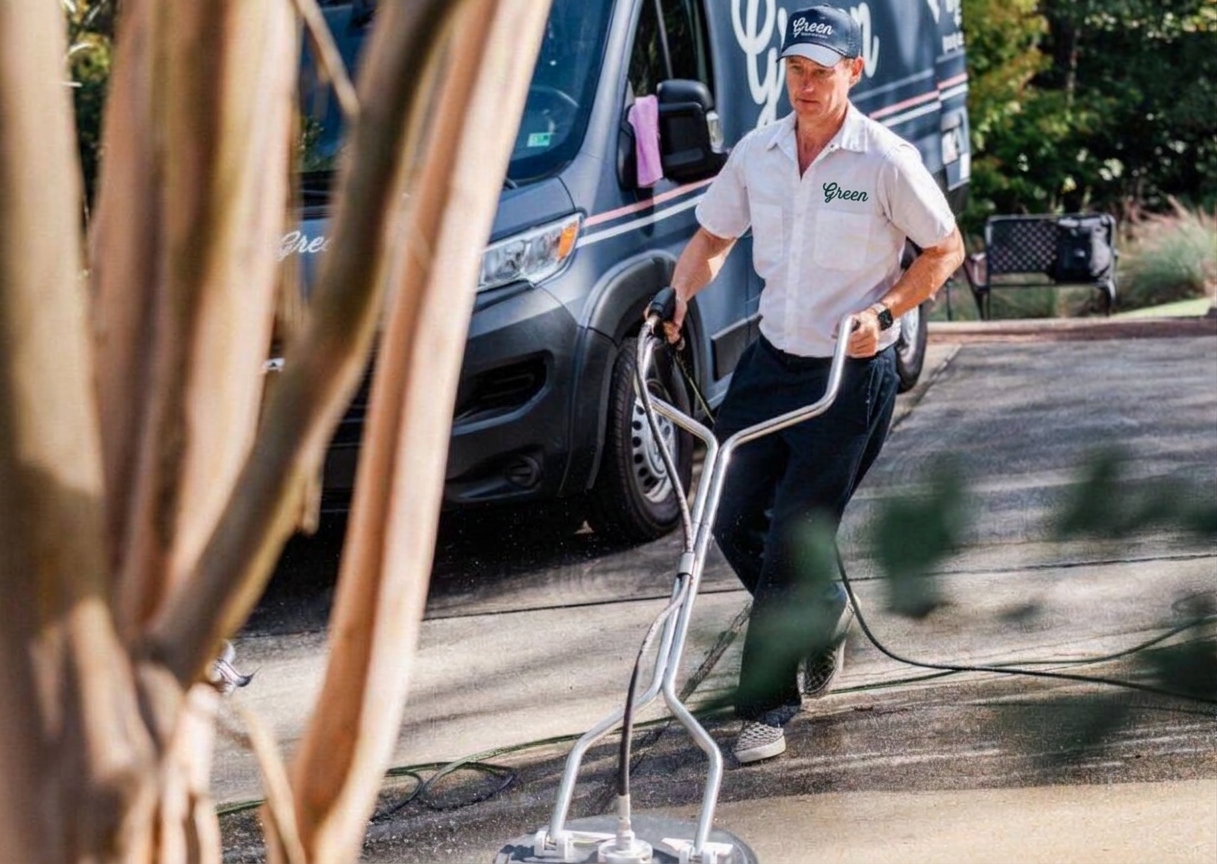 Green team working at a client property