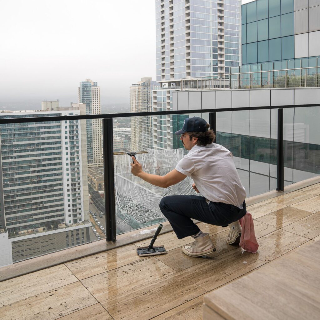 Glass railing by Green Window Services